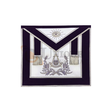 Masonic Past Master Hand Embroided Apron Gold/Silver  Embroidery Purple Velvet